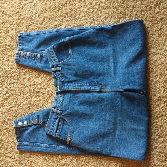 Vtg Gitano Jeans Ankle Snap Tapered cotton details high waist denim W31 W28 - Picture 6 of 9